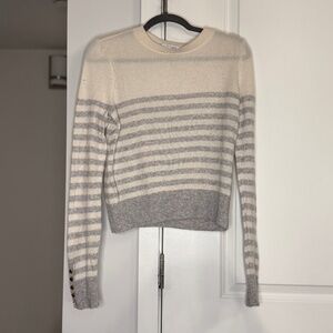 Cream/Grey Striped Cashmere Sweater — Intermix